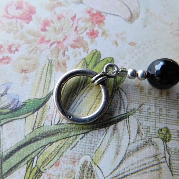 chunky onyx and sterling beaded necklace - Picture 5 of 5